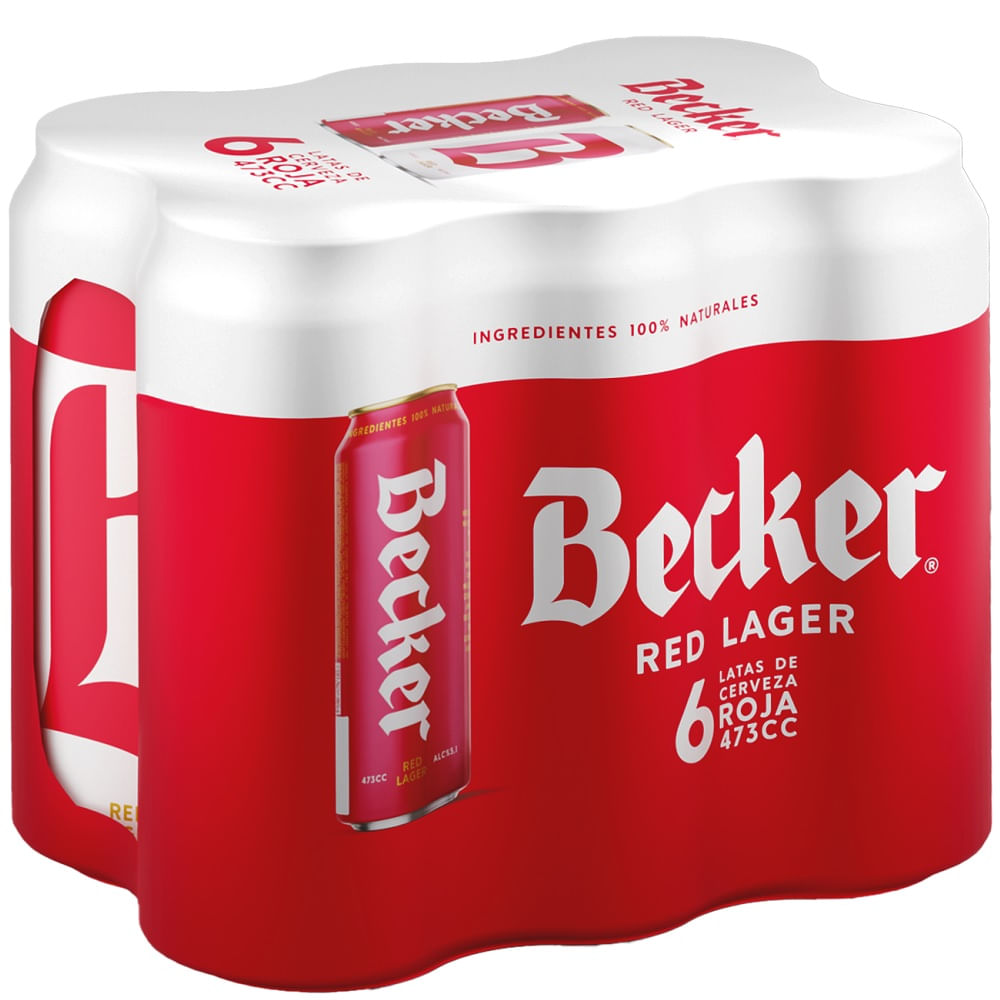 Pack Cerveza Becker roja lata 6 un de 473 cc