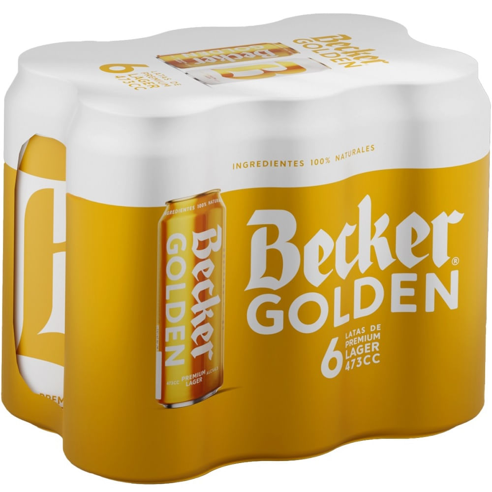 Pack Cerveza Becker golden lata 6 un de 473 cc