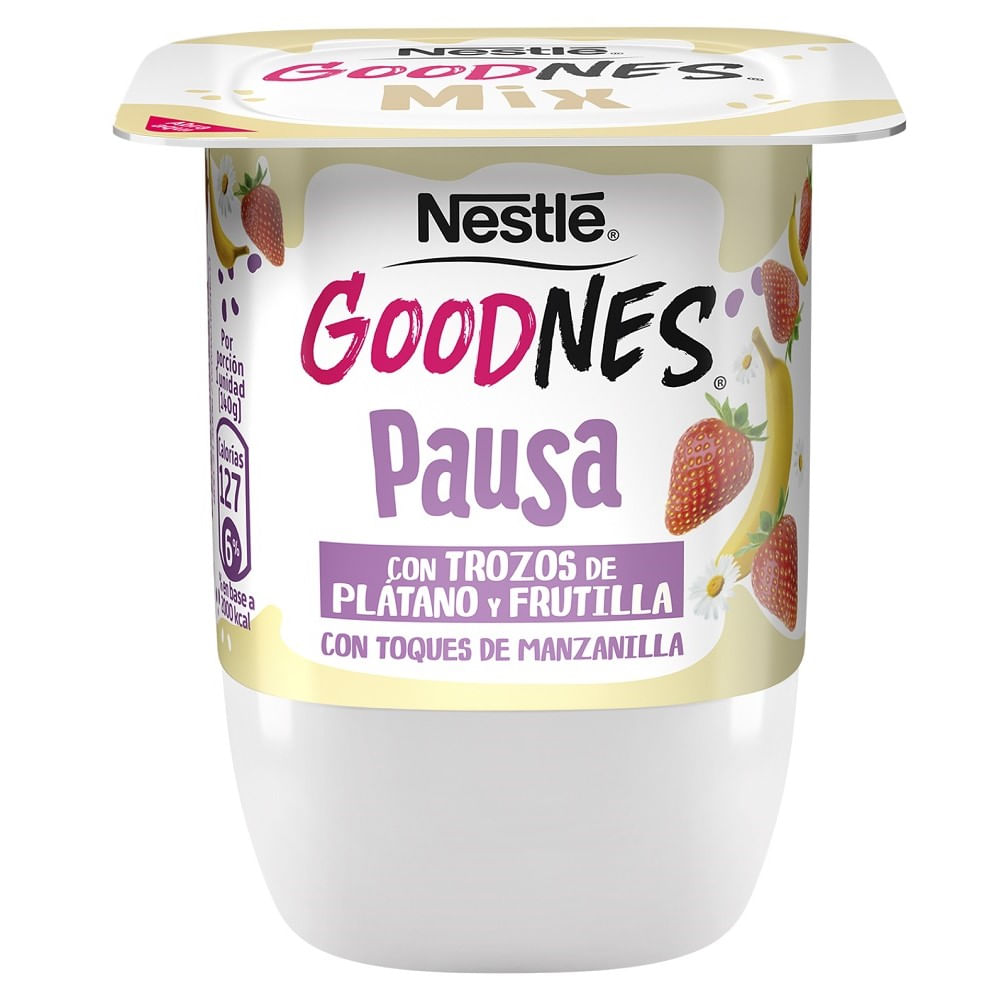 Yoghurt goodnes mix trozos de plátano y frutilla con toques de manzanilla 140 g