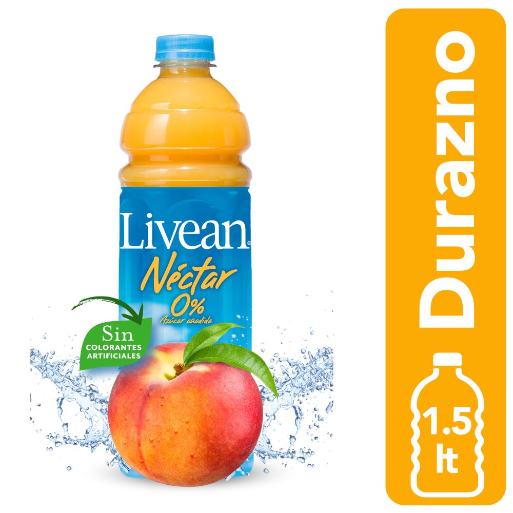 Néctar Livean durazno 0% azúcar botella 1.5 L
