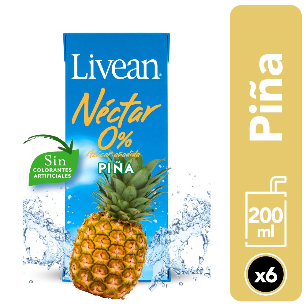 Pack néctar Livean piña 0% azúcar 6 un de 200 ml