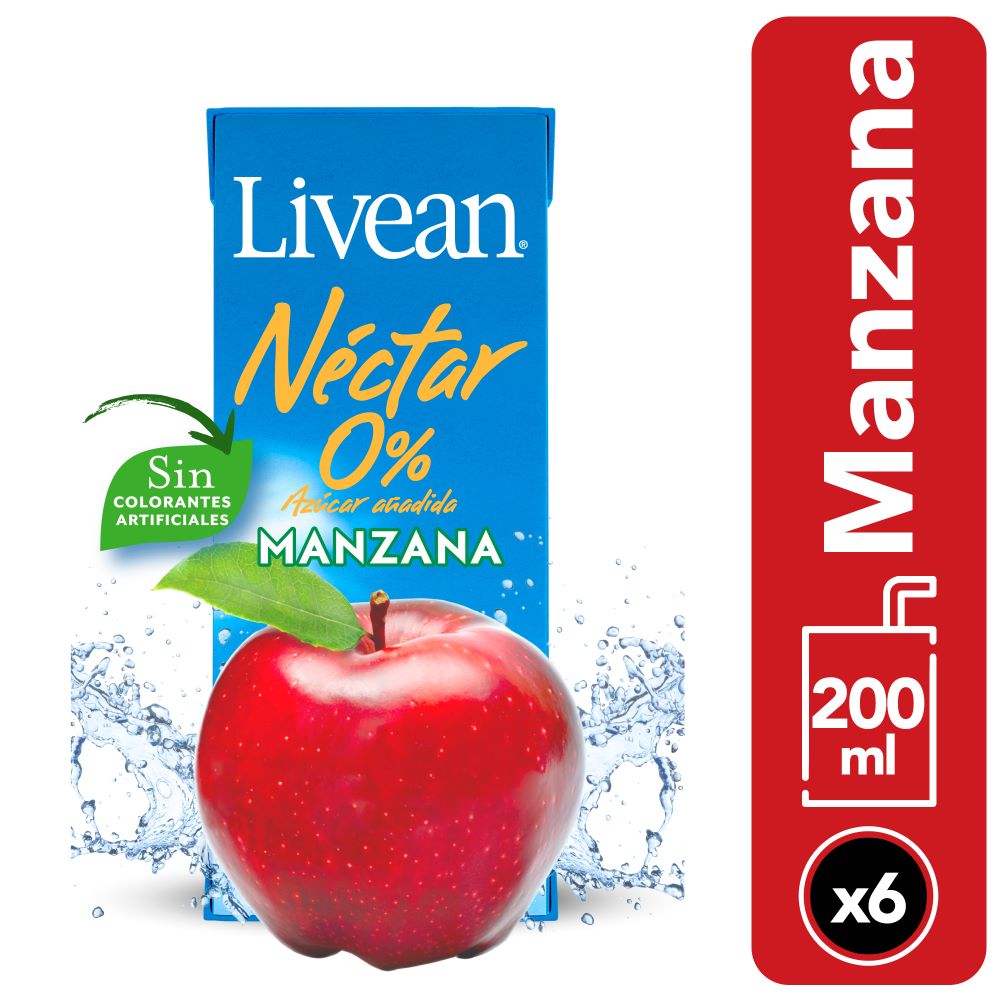 Pack néctar Livean manzana 0% azúcar 6 un de 200 ml