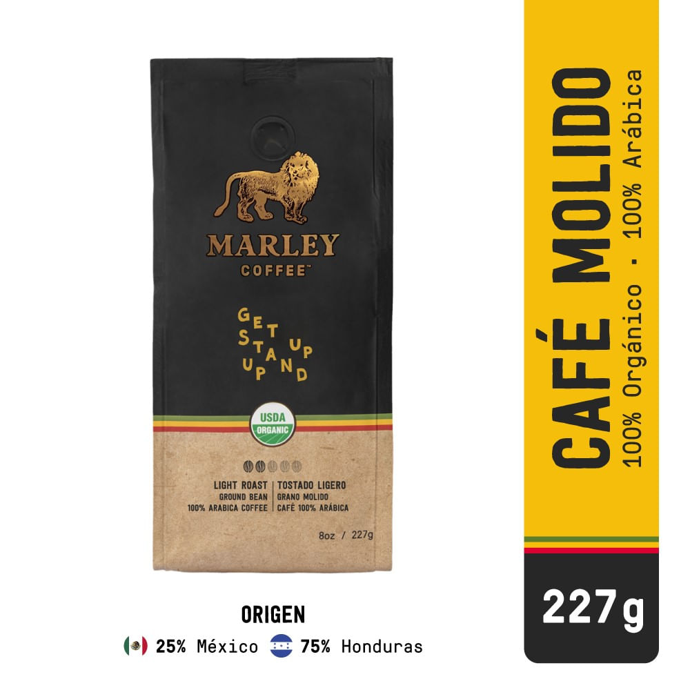 Café molido orgánico Marley Coffee get up stand up 227 g
