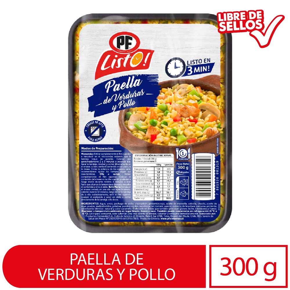 Paella PF Listo verduras y pollo 300 g