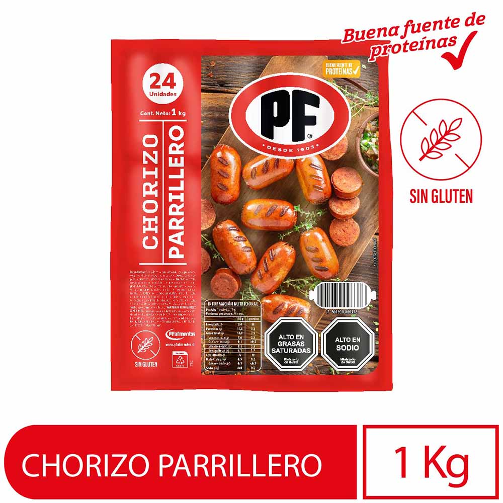 Chorizo parrillero PF receta tradicional 24 un 1 Kg