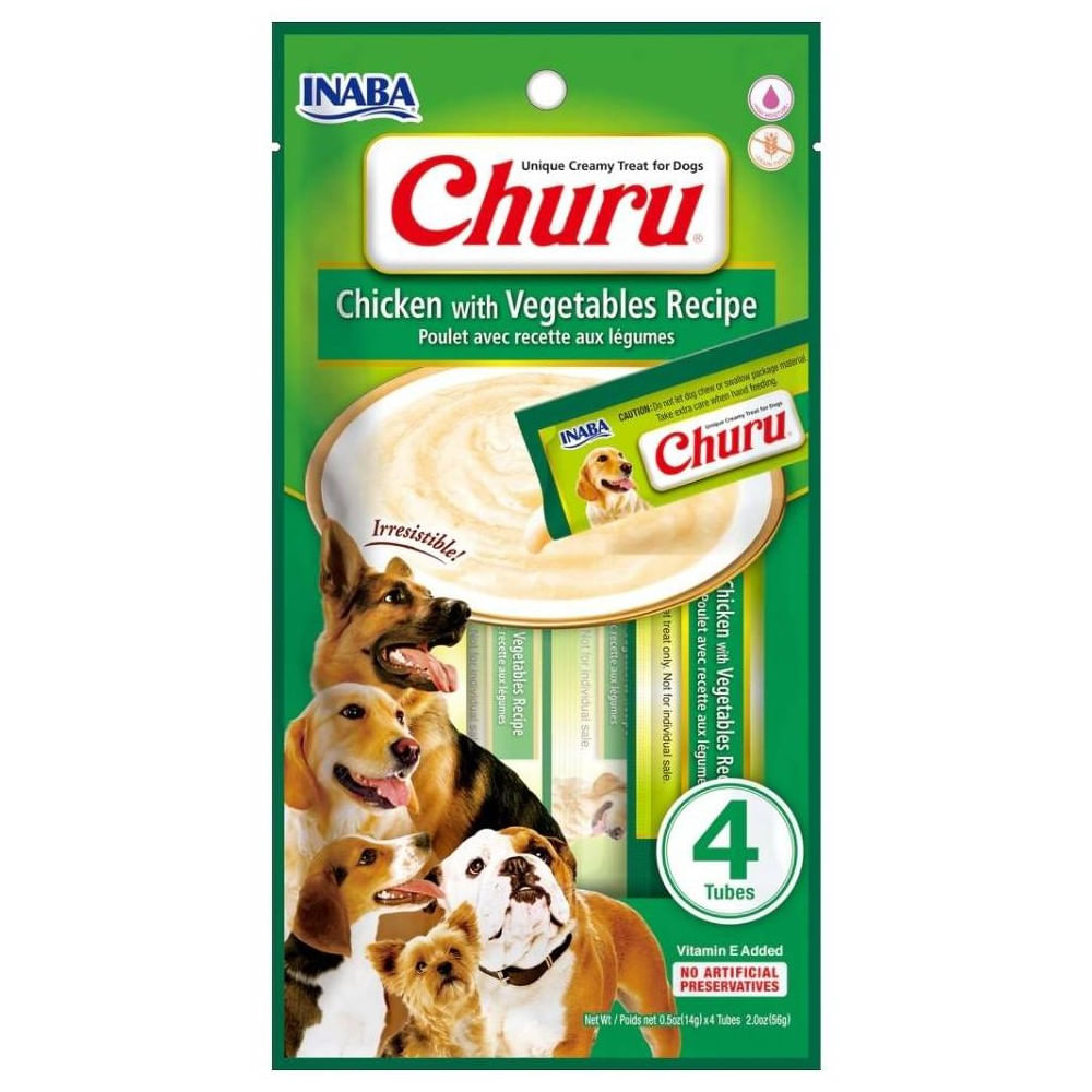 Snack para perro Inaba Churu sabor pollo vegetales 56 g