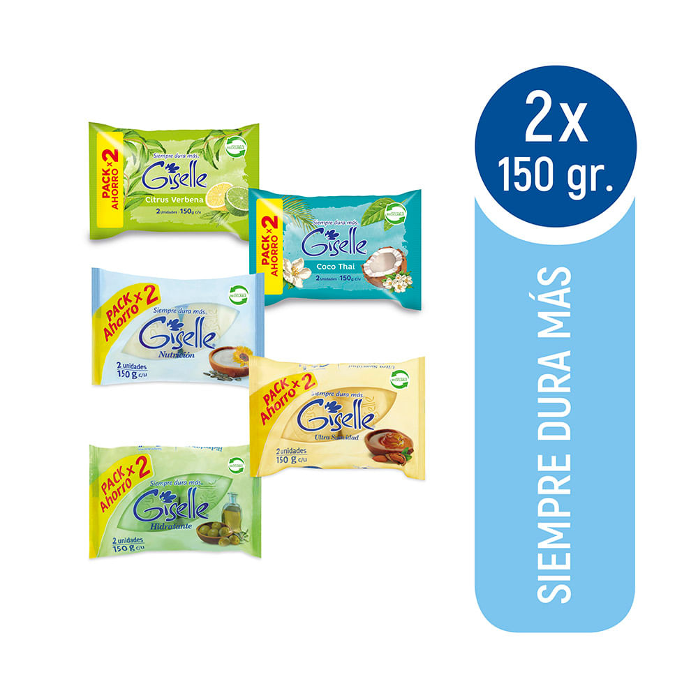Pack Jabón en barra Giselle toilette 2 un de 150 g Pack Jabón en barra Giselle toilette 2 un de 150 g