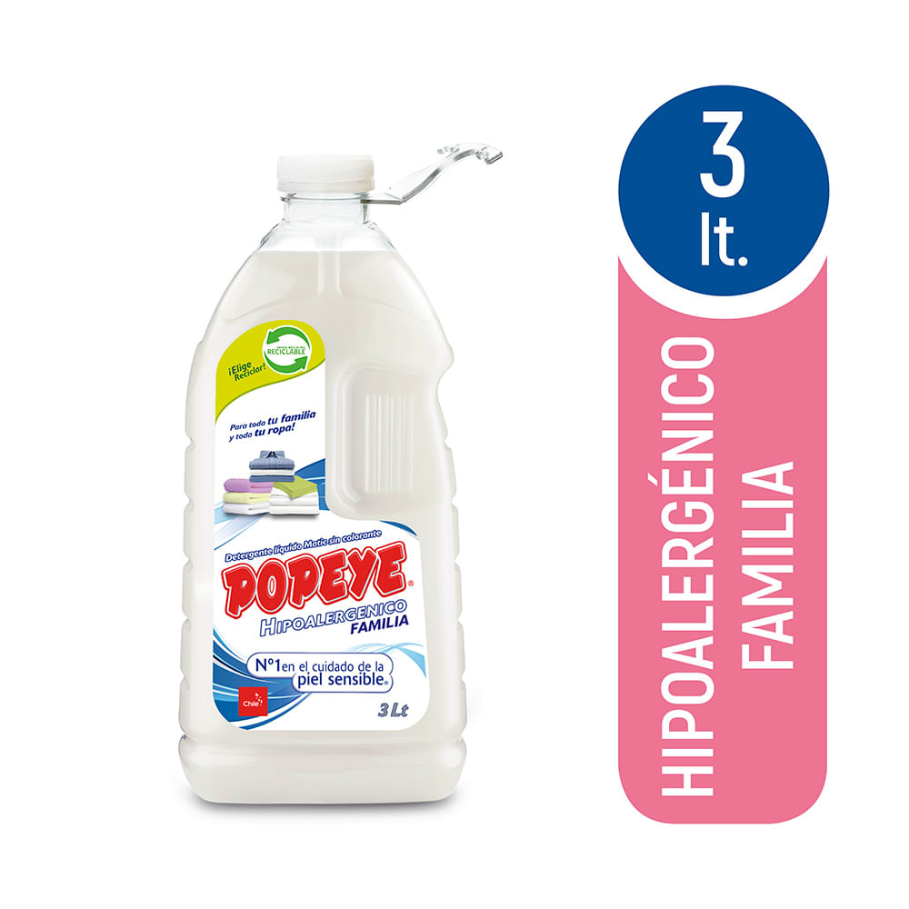 Detergente líquido Popeye familia botella 3 L