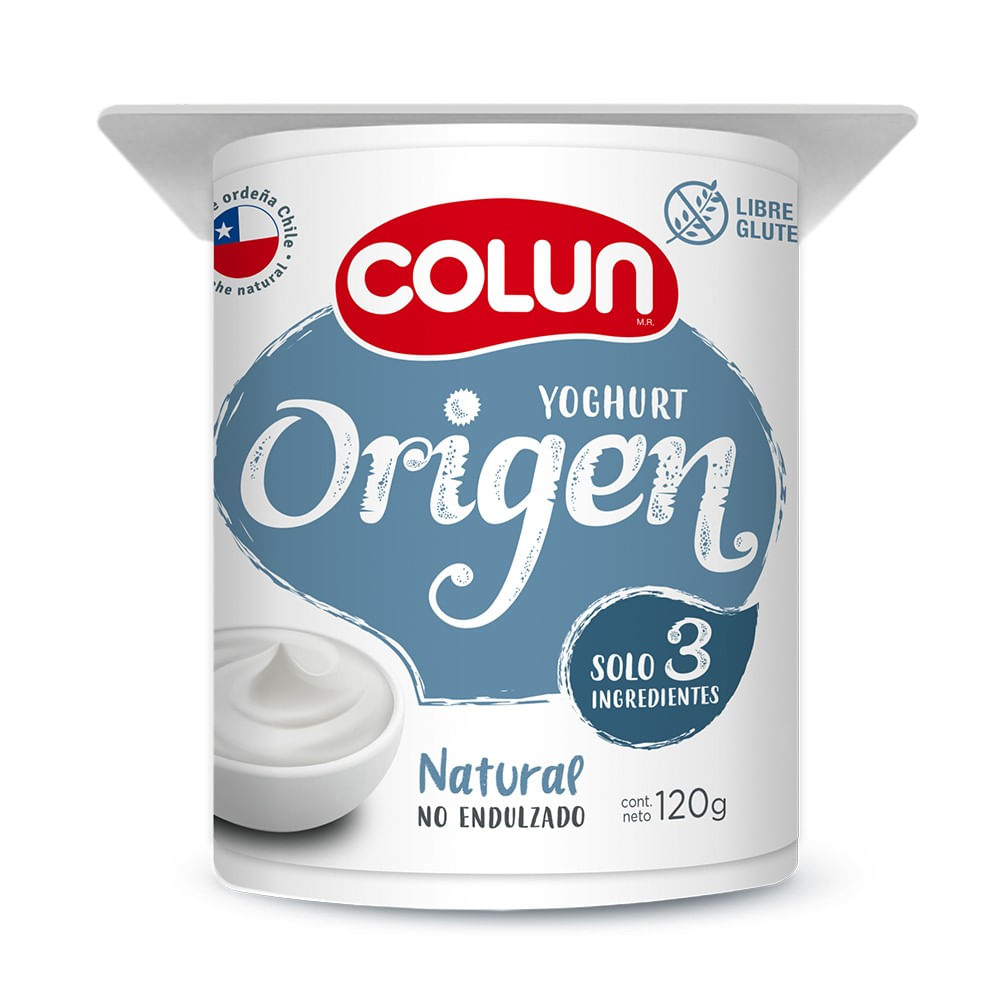 Yoghurt origen Colun natural 120 g