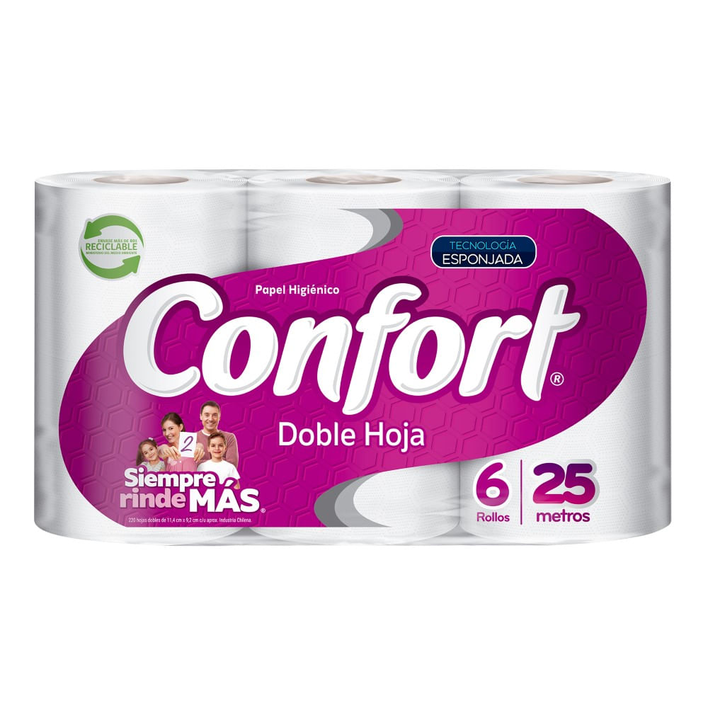 Papel higiénico Confort doble hoja 6 un (25 m)