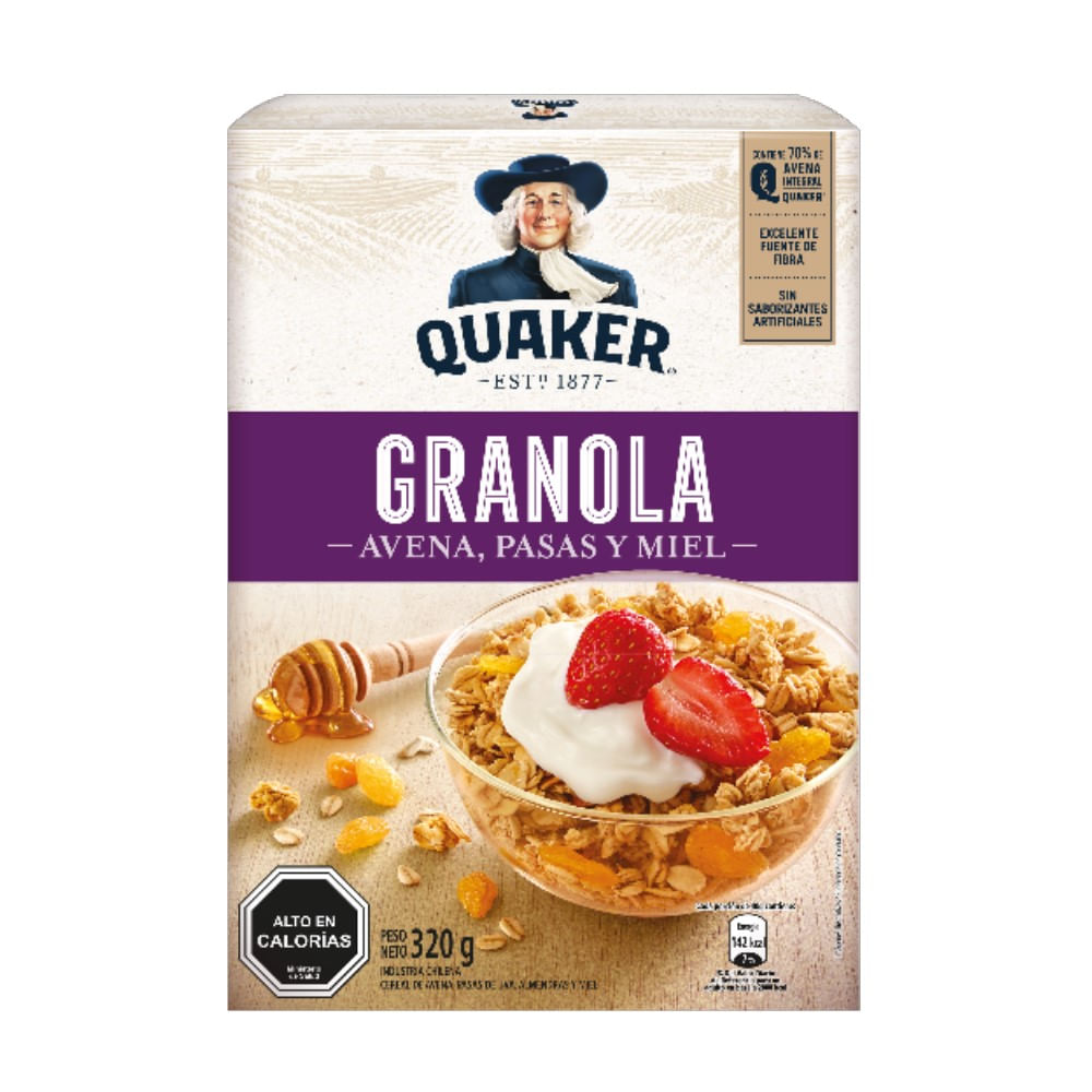 Granola Quaker avena, pasas y miel 320 g