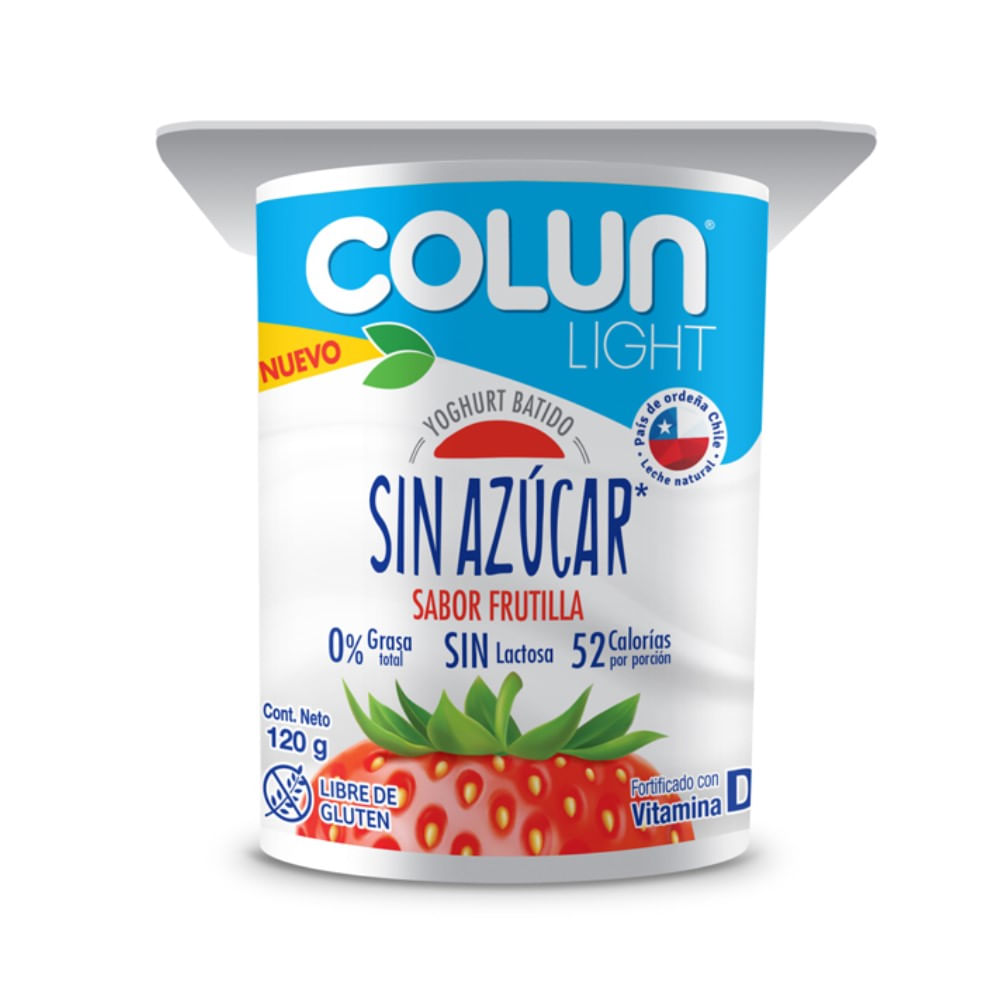Yoghurt batido Colun light sin azúcar frutilla 120 g