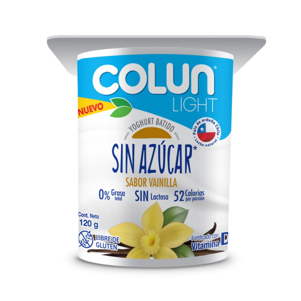 Yoghurt batido Colun light sin azúcar vainilla 120 g