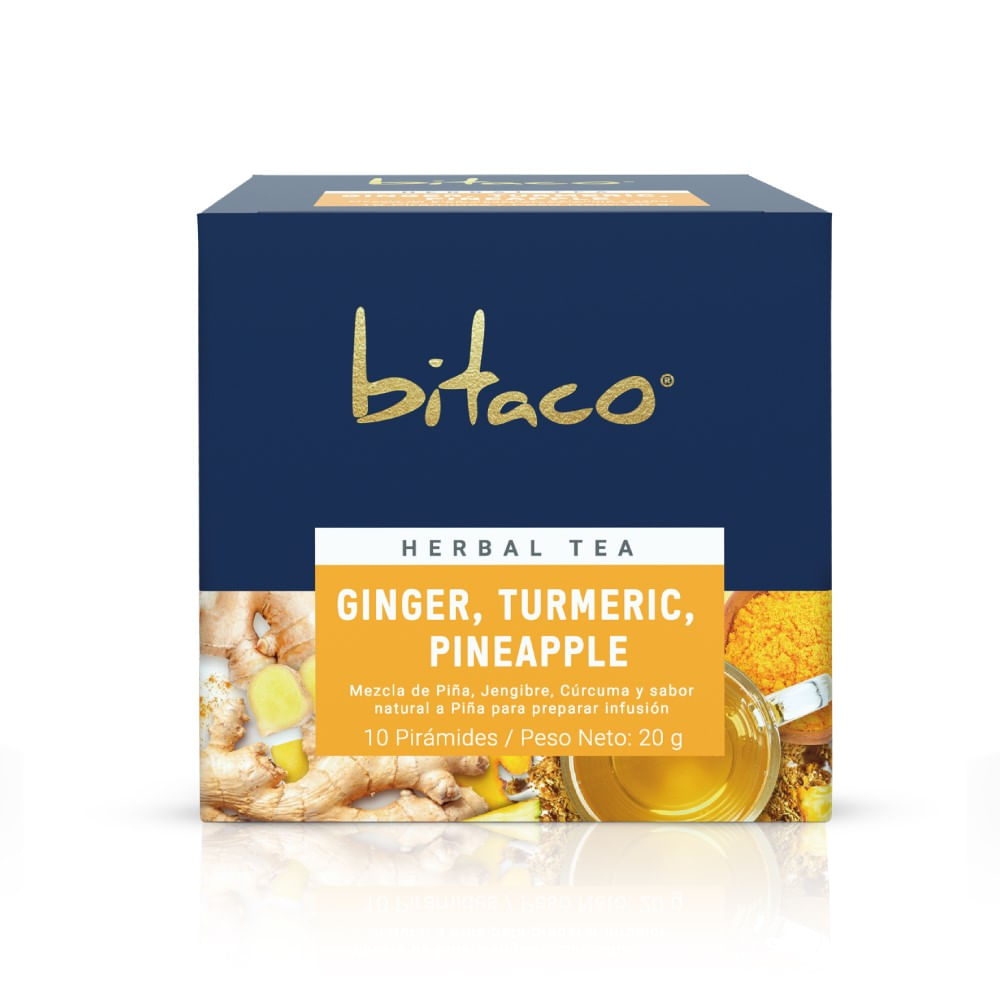 Té herbal Bitaco ginger turmeric pinneaple 10 un