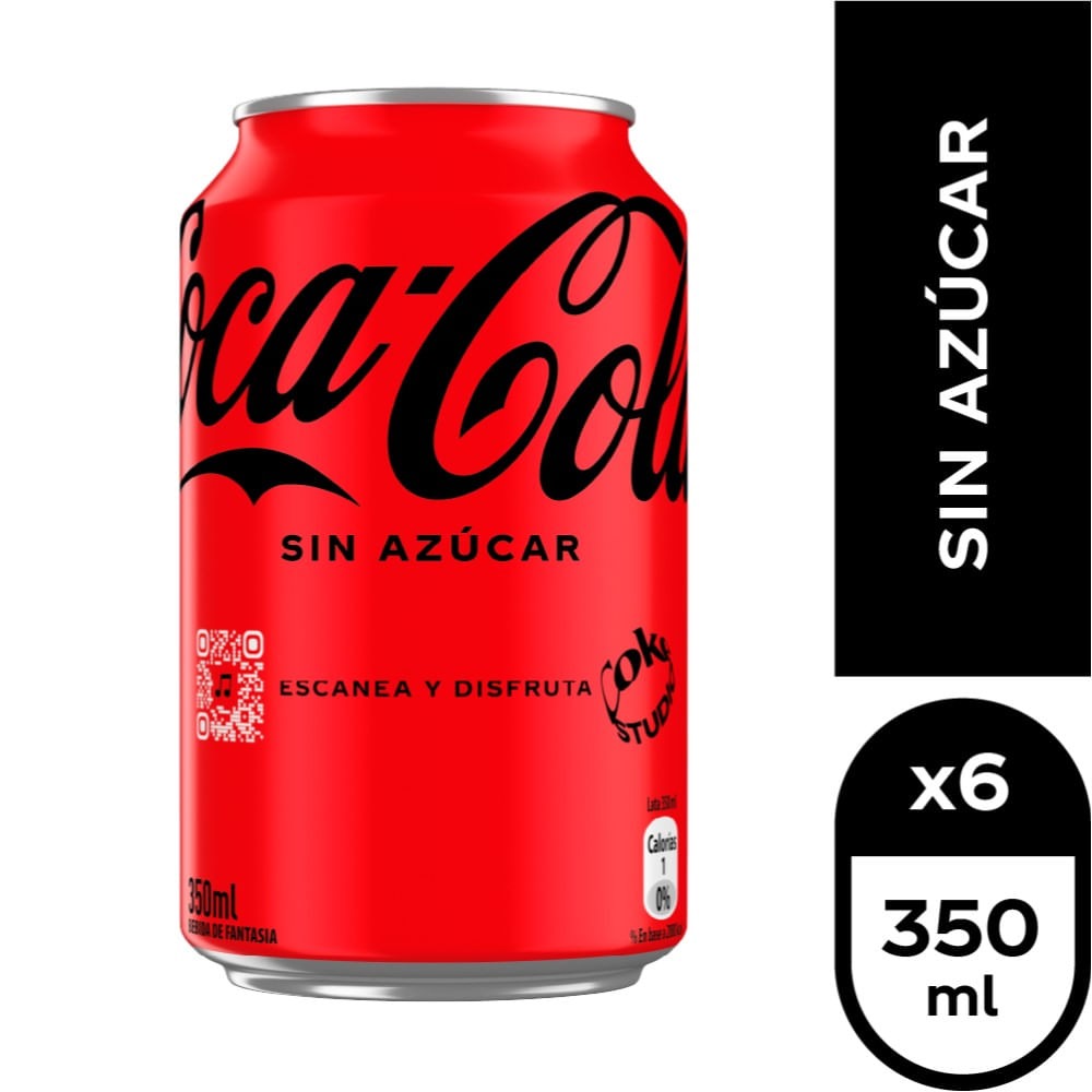 Pack Bebida Coca Cola zero lata 6 un de 350 ml