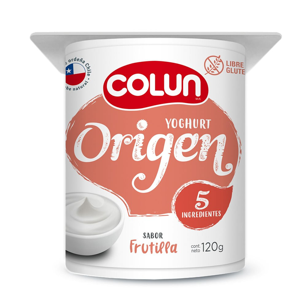 Yoghurt Colun origen sabor frutilla pote 120 g