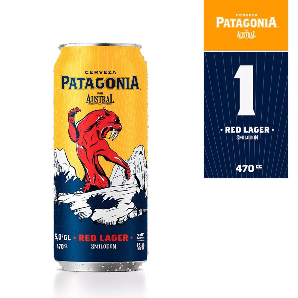 Cerveza Patagonia austral red lager lata 470 cc
