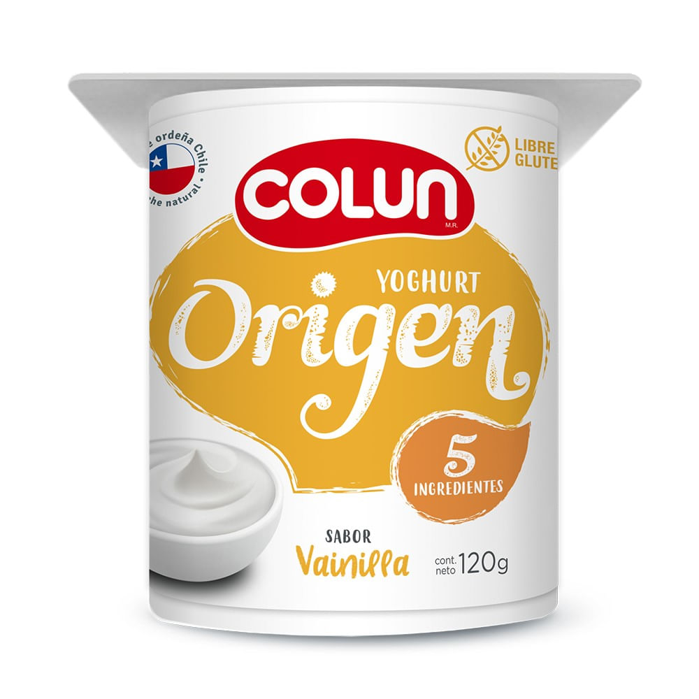 Yoghurt Colun origen sabor vainilla pote 120 g
