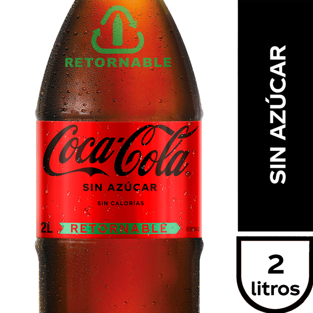 Bebida Coca Cola zero retornable 2 L + envase