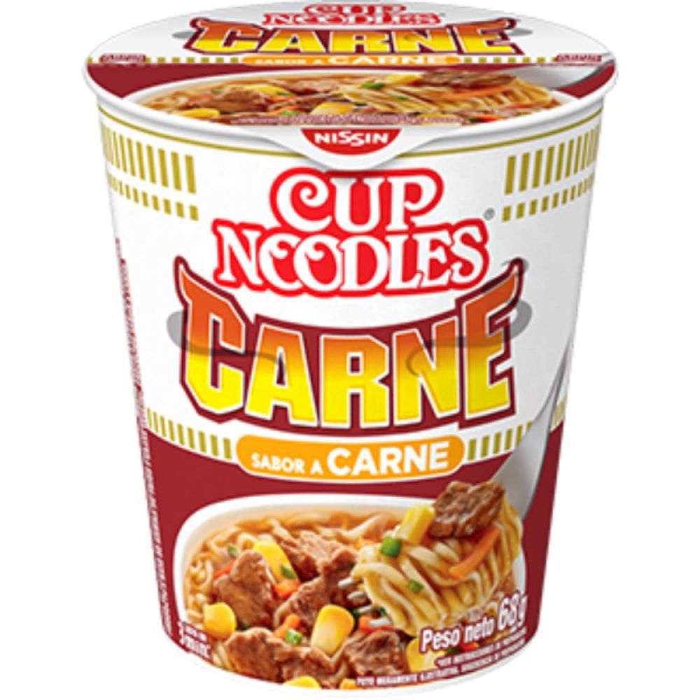 Fideos instantáneos noodles Nissin sabor carne pote 68 g