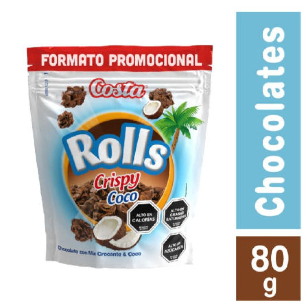 Chocolate Costa Rolls Crispy Coco 80g CHOCOLATE ROLLS CRISPY COCO COSTA 80 GR