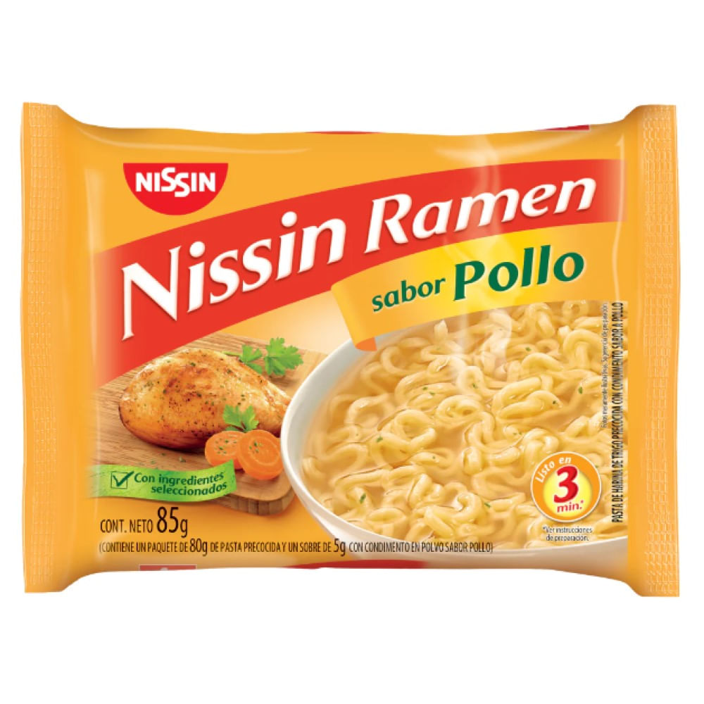 Pasta ramen instantanea sabor pollo Nissin 85g