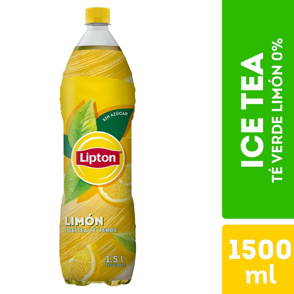 Té helado verde Lipton sabor limón sin azúcar 1.5 L