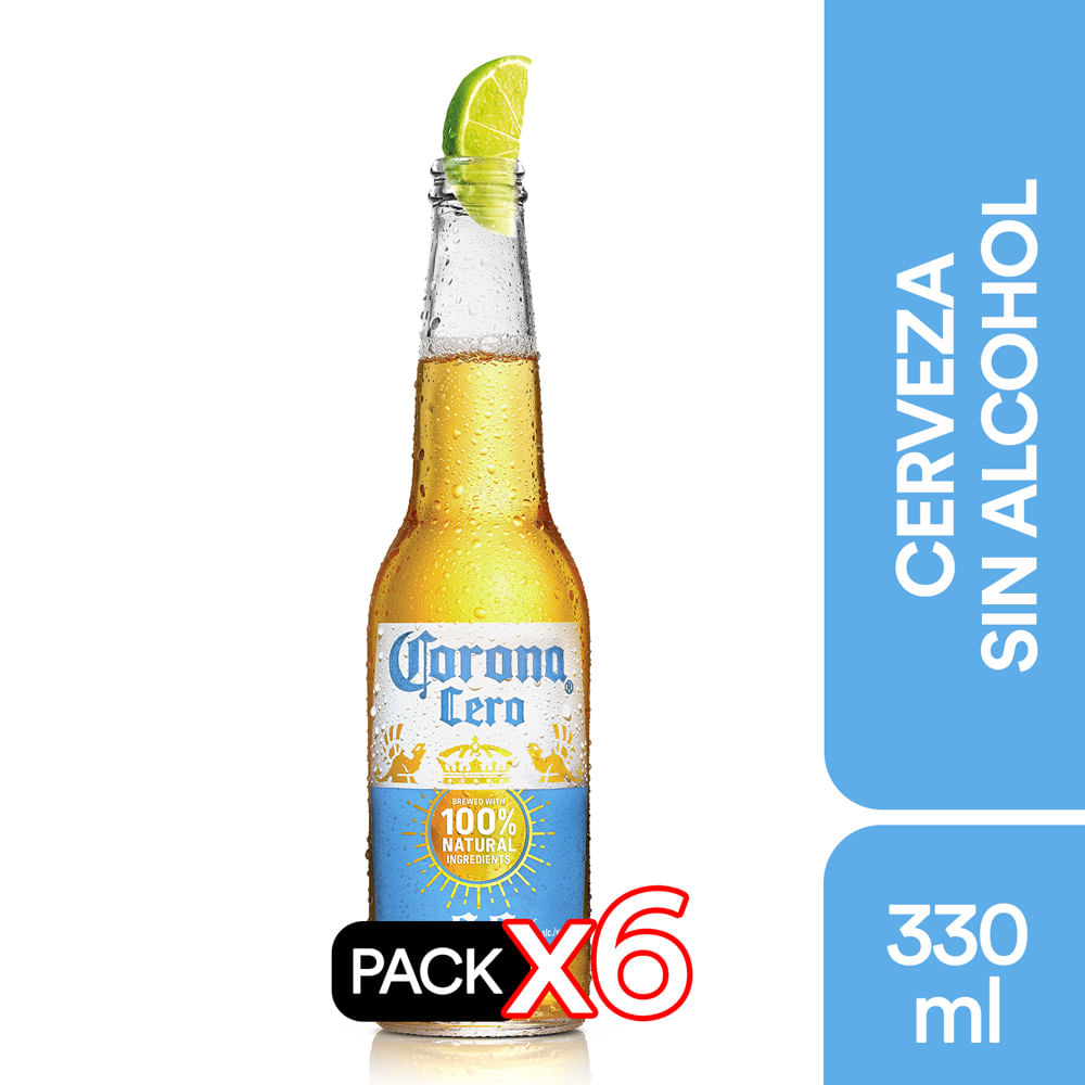 Cerveza botella Corona cero 6 un 330 cc