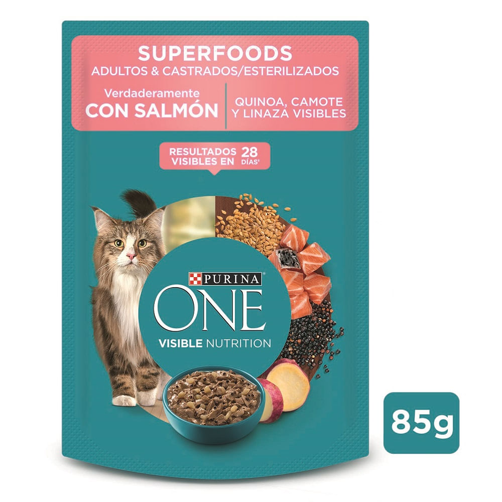 Alimento húmedo para gatos Purina One esterilizados salmón 85 g