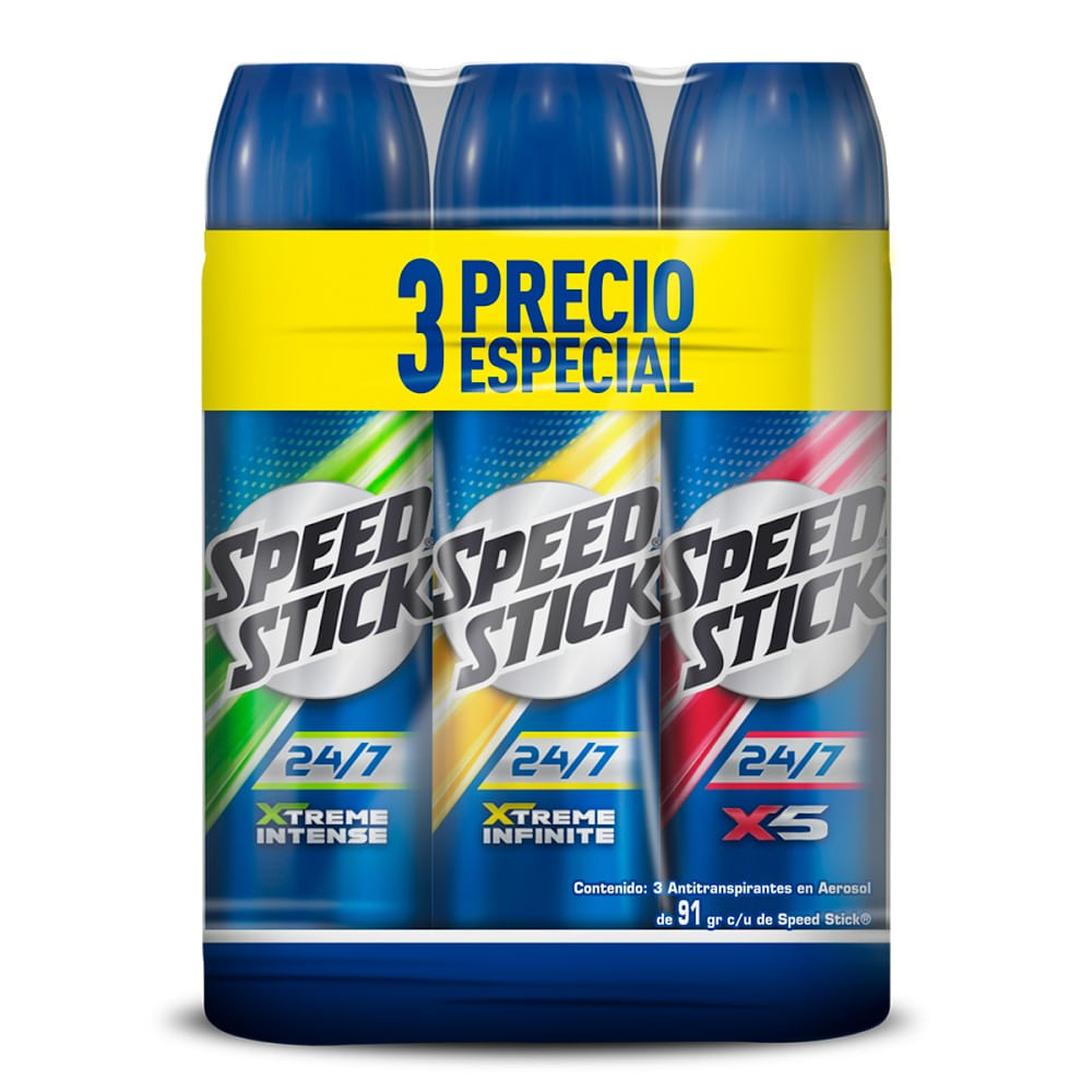 Pack desodorante spray Speed Stick 24/7 variedades 3un x 91grs