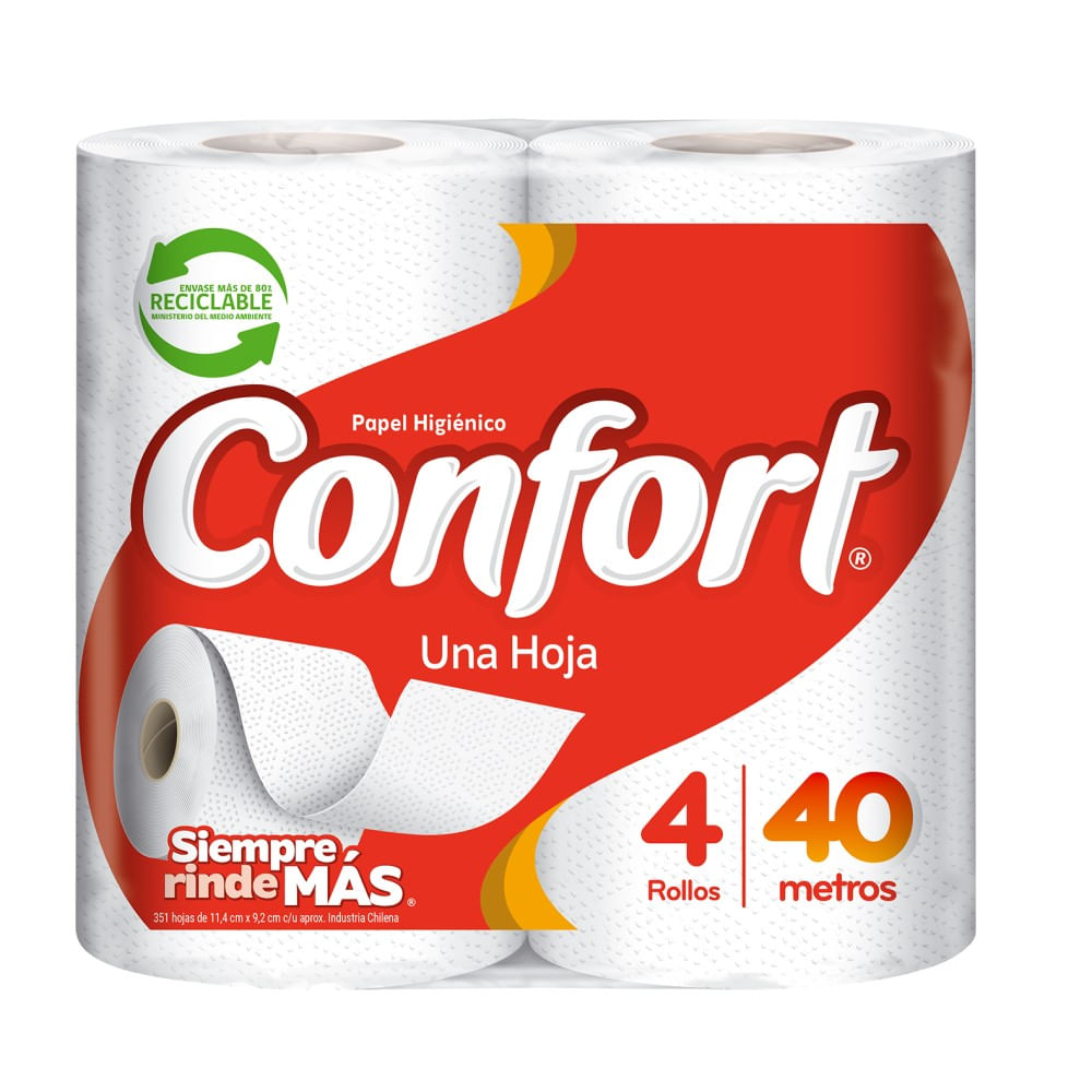 Papel Higienico Doble Hoja Confort 4rollosx22m