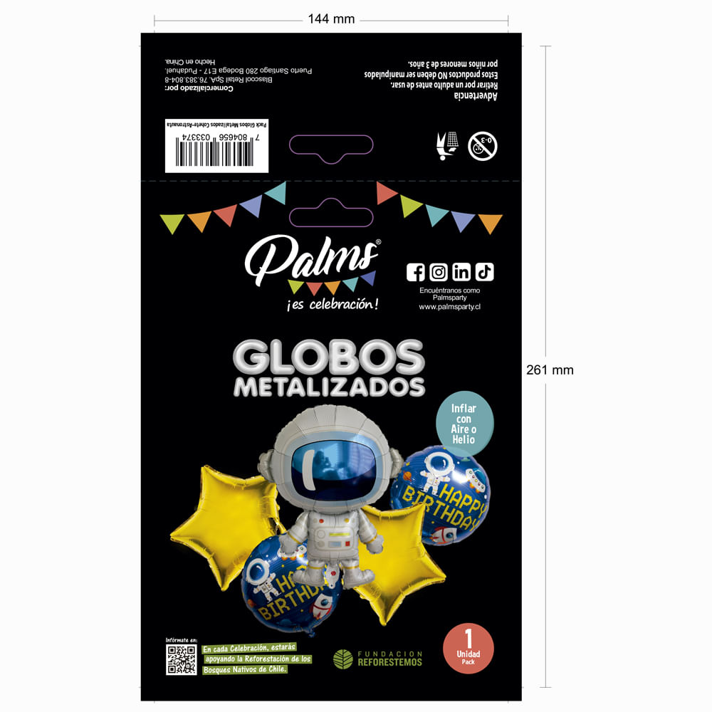 Globos aluminio palms cohete astronauta
