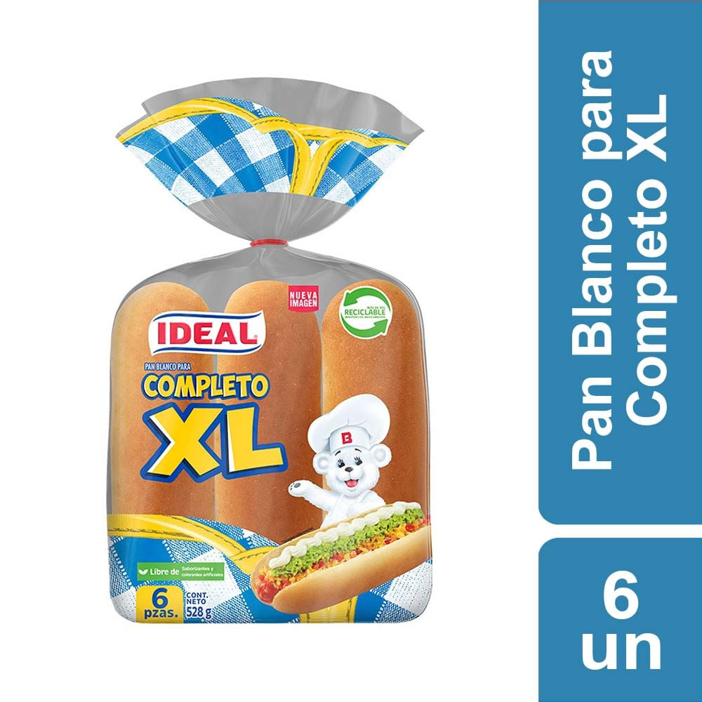 Pan de completo Ideal XL 6 un 528 g