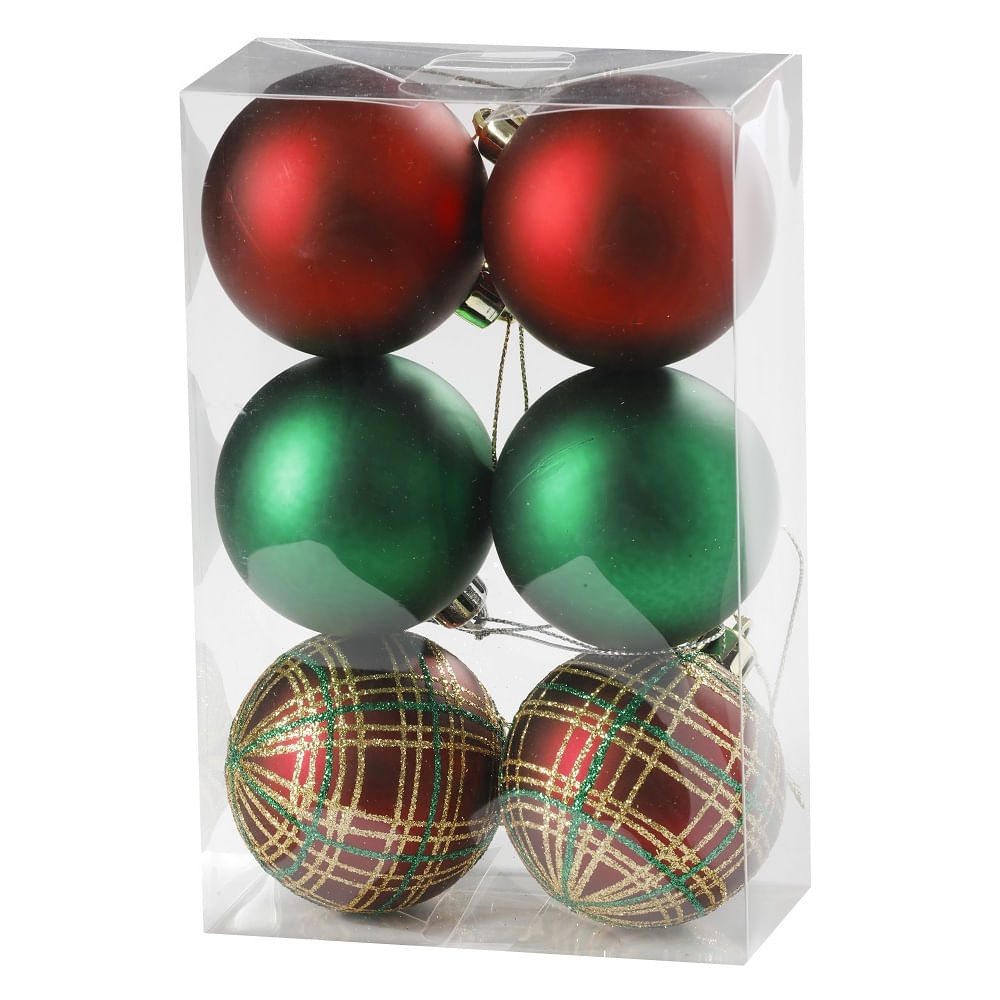 Set 6 esferas clásicos de navidad 6 cm
