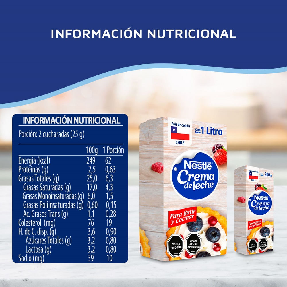 Crema de leche Nestlé tetra 1 L