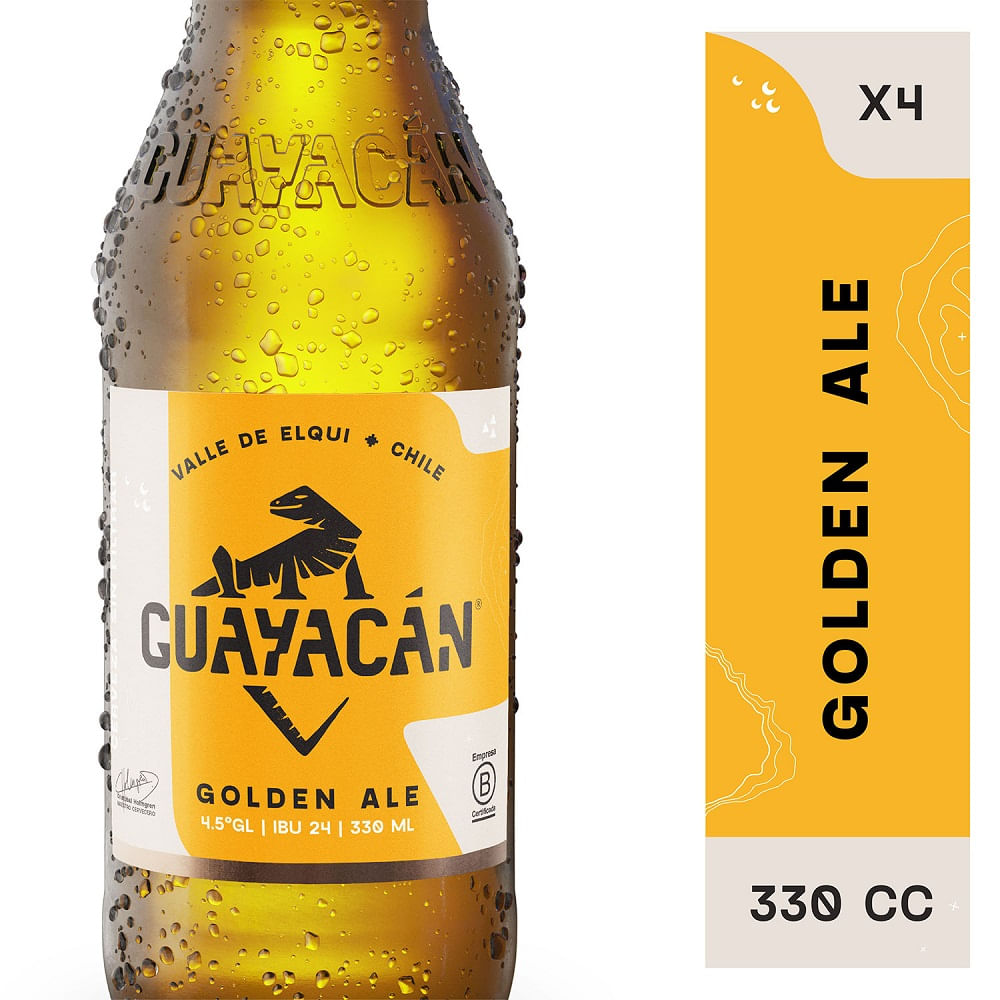 Pack cerveza Guayacan golden ale botella 4 un de 350 cc