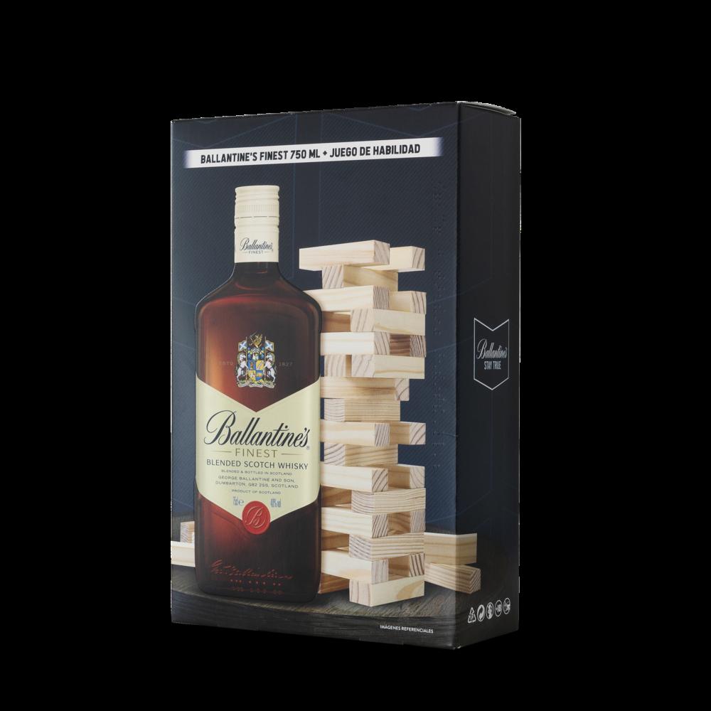 Pack whisky + jenga ballantines botella 750ml