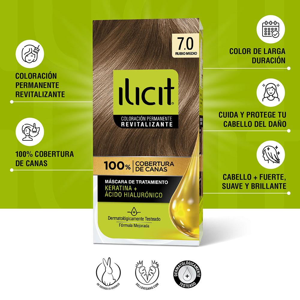 Tintura Ilicit kit 7.0 rubio medio 47 g Tintura Ilicit kit 7.0 rubio medio 47 g