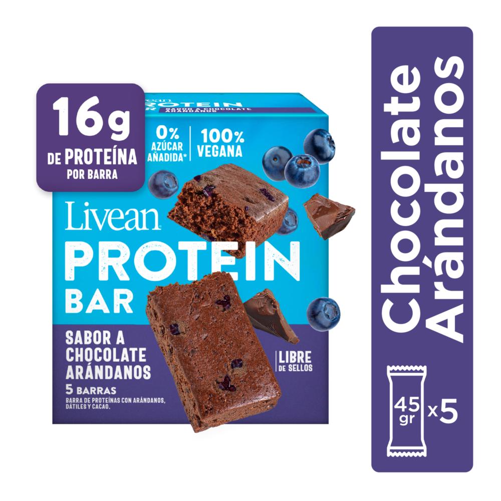 Barra cereal protein livean chocolate arandano 45g x 5
