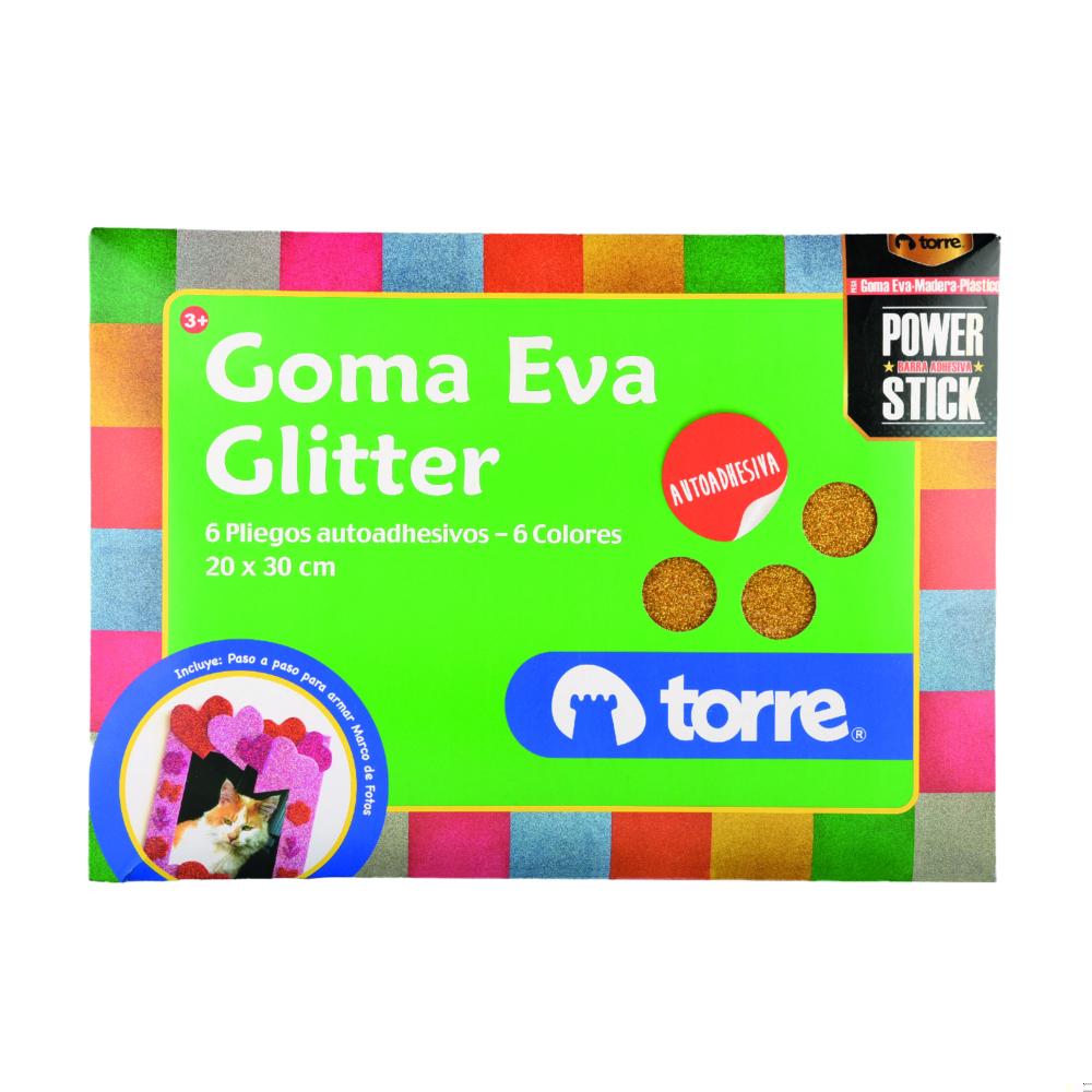 Set de Goma Eva Autoadhesiva Glitter 6 laminas Adetec – Librería Javiera