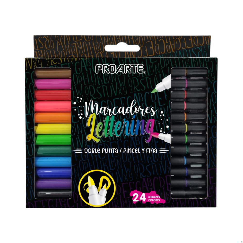 Marcadores lettering Proarte doble punta 24 colores