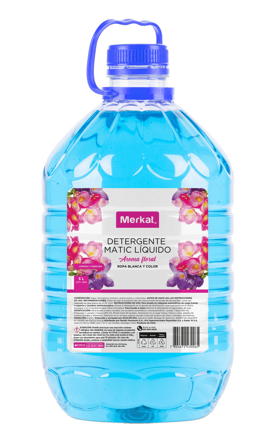 Detergente líquido Merkat matic floral 5 L