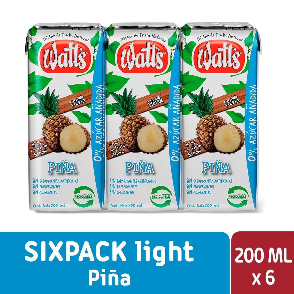 Pack néctar Watt's piña light 6 un de 200 ml