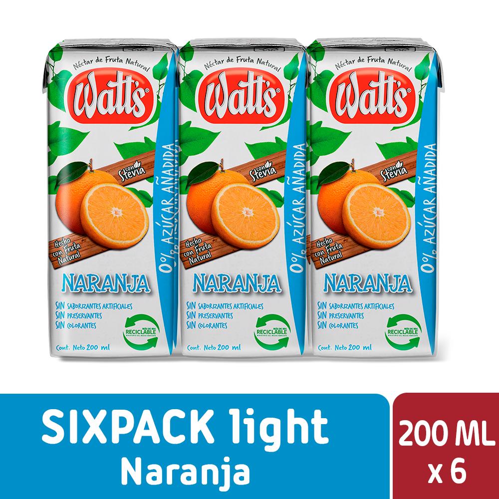 Pack néctar Watt's naranja light 6 un de 200 ml