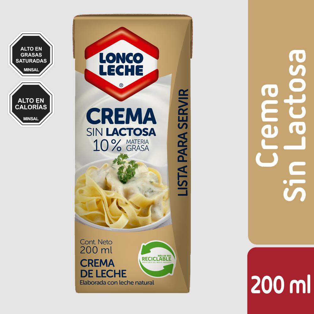 Crema de leche lista Loncoleche sin Lactosa tetra 200 ml