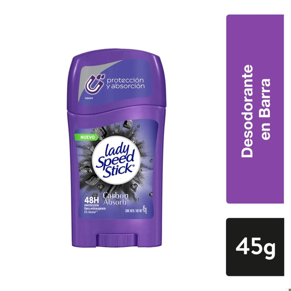 Desodorante Lady Speed Stick carbón absorb barra 45 g