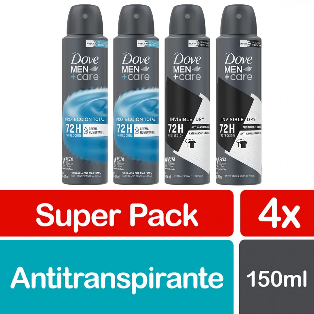 Pack Desodorante Dove men mix spray 4 un de 150 ml