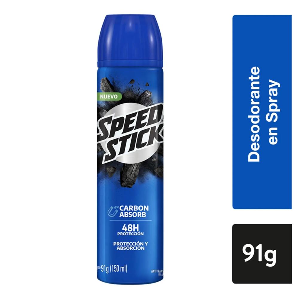 Desodorante Speed Stick carbón absorb spray 150 ml
