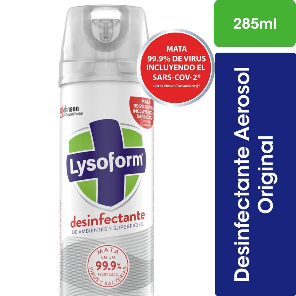 Desinfectante de ambientes y elimina olores Lysoform original aerosol 285 ml