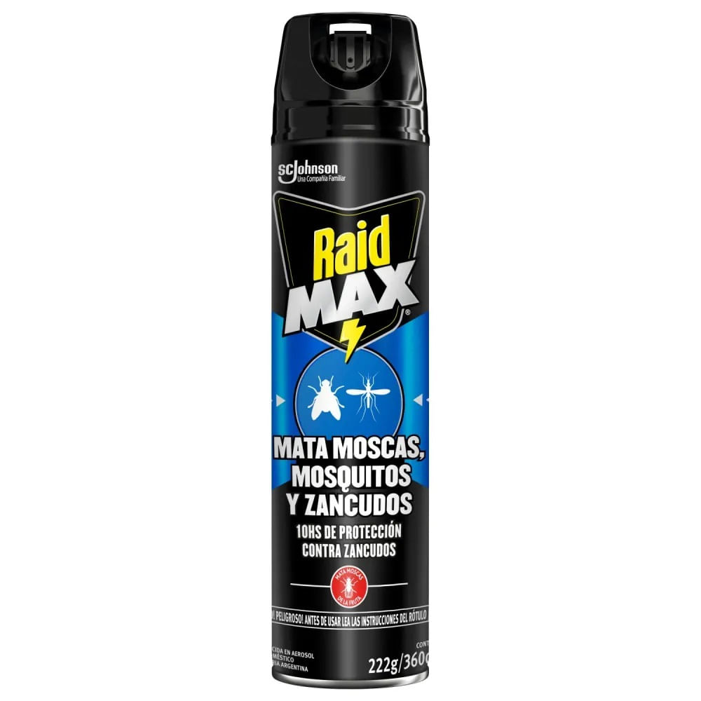 Insecticida Raid Max mata moscas, mosquitos y zancudos aerosol 360 cc Insecticida Raid Max mata moscas, mosquitos y zancudos aerosol 360 cc